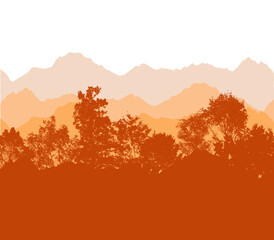 autumn landscape with orange trees. vector illustration