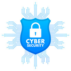 Wall Mural - cyber security vector logo with shield and check mark. security shield concept. internet security. v
