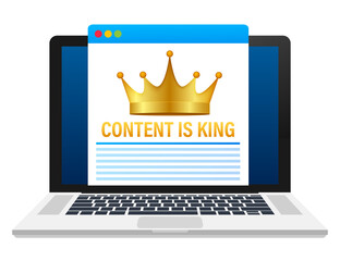 Wall Mural - hand holding content is the king message. content marketing. cartoon vector illustration.