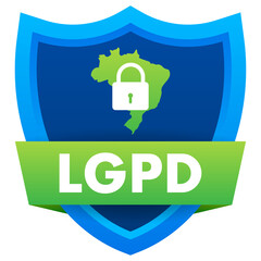 Sticker - LGPD, Brazilian Data Protection Authority DPA. Lei Geral de Prote o de Dados. Vector stock illustration.