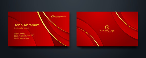 Modern luxury red and gold business card design template. Modern Business Card - Creative and Clean Business Card Template. Luxury business card design template. Vector illustration