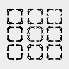 Square frame border futuristic abstract streetwear element technology interface editable