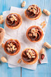 Sweet mini tartlets made of caramel and peanuts.