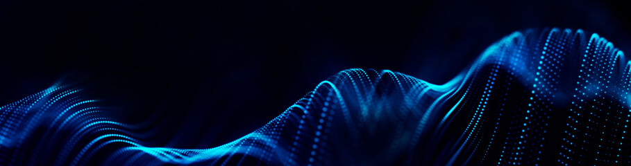 Wall Mural - abstract wave of connected hexagons. futuristic polygonal background. artificial intelligence. big d