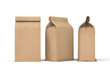 Blank Kraft Brown Paper Bag Packaging For dry fruits,  coffee beans, and other food items. 3d illustration