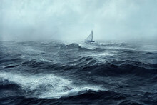 Boat In Stormy Sea