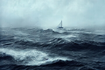boat in stormy sea
