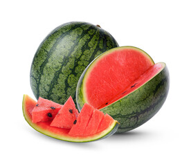 Poster - watermelon and slice of watermrlon isolated on transparent background (.PNG)