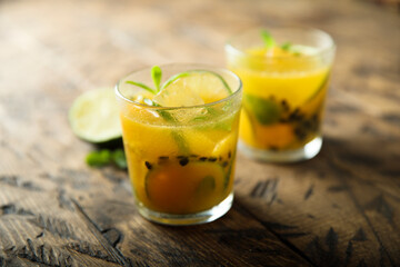 Poster - Refreshing passion fruit cocktail with lime