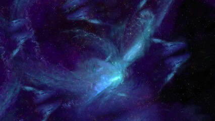 Wall Mural - Travel through starry space inside blue Andromeda galaxy