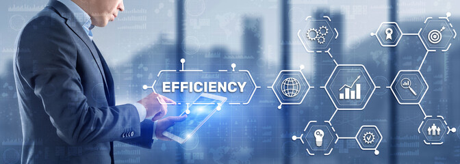 Wall Mural - efficiency. businessman presses the inscription on the virtual screen