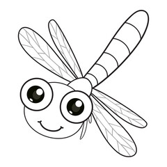 Wall Mural - coloring pages or books for kids. cute dragonfly cartoon. black and white