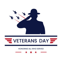 Wall Mural - Vector illustration of American Veterans Day. Honoring All Who Served.