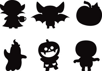 Wall Mural - 
Halloween elements isolated vector Silhouettes