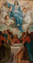Assumption Of The Virgin Mary With Twelve Apostles Painting