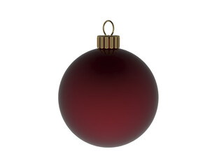 Wall Mural - dark red ultra matte glass christmas ball upright golden hanger isolated 3d redering