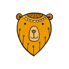 Poster - Cute cartoon bear face. Hand-drawn vector illustration in Scandinavian style