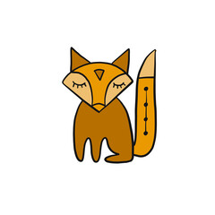 Poster - Funny fox. Cute scandinavian style isolated on white background for your design