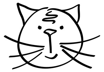 Sticker - Cute cat head. Hand drawn kitten face