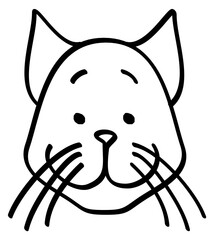 Poster - Funny cat face. Hand drawn cut pet