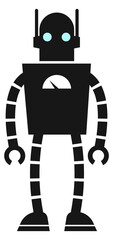 Poster - Vintage robot black icon. Metal android character