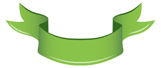 Wall Mural - green ribbon template. blank curved cartoon flag