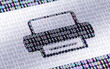 Printer icon. Binary code ( array of bits ) in the screen. 3D Illustration.