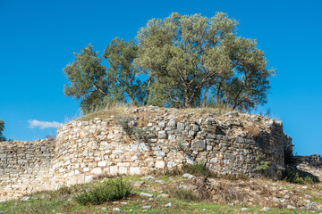 Wall Mural - Ruined wall of acropolis, later converted into a fortress, at Iasos ancient site in Mugla province of Turkey.