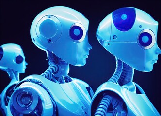 Poster - Two blue humanoid robots