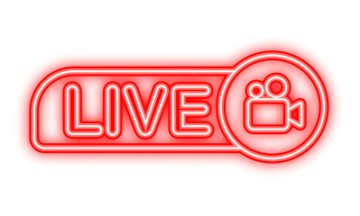 Wall Mural - live webinar button, neon icon. vector illustration