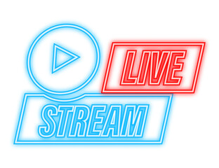 Wall Mural - live stream logo. neon icon. stream interface. vector stock illustration