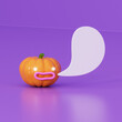 Pumpkin on lilac background. 3d illustration, 3d render.