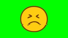 Sad Face Emoticon Glitch Effect On Green Background. Emoji Motion Graphics.