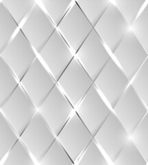 Wall Mural - Seamless illustration of shiny silver background with 3d effect and glossy elements with flares 