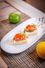 Wall Mural - Japanese biscuit tacos with salmon