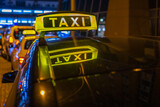 Fototapeta Miasto - Waiting taxis of the train station
