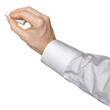 Hand of teacher is holding white chalk. Isolated on transparent background.