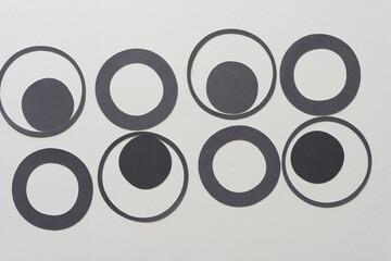 Canvas Print - gray paper circle and ring shapes on blank paper