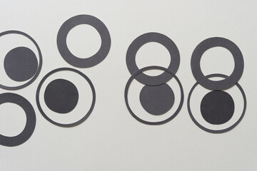 Sticker - circle and ring shapes arranged on blank paper