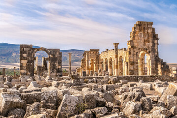 Wall Mural - View at the ruins of Basilica building of ancient town Volubilis - Morocco