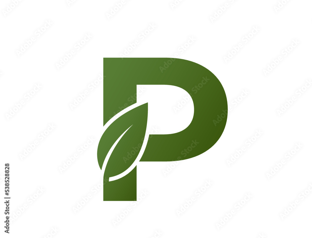 letter p with leaf logo. creative eco logo design. eco friendly ...