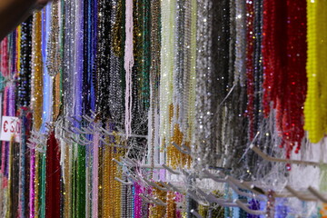 Wall Mural - necklaces made of pearls for sale in the bijouterie shop