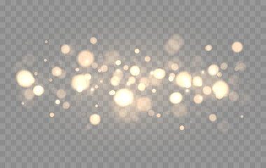Wall Mural - shining bokeh isolated on transparent background. golden bokeh lights with glowing particles isolate
