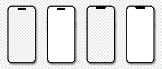 Wall Mural - realistic models smartphone. smartphone mockup collection. realistic trendy different models smartph