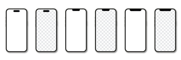 Wall Mural - realistic models smartphone. smartphone mockup collection. realistic trendy different models smartph
