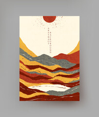 Abstract landscape in oriental style. Vector.