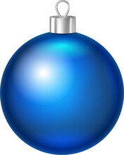 3D Realistic Chiristmas Ornament Decoration Blue Bauble Ball