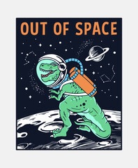 Wall Mural - astronaut dinosaur vector illustration for t-shirt prints, posters and other uses.