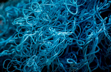 Detail view and background of used fishing nets