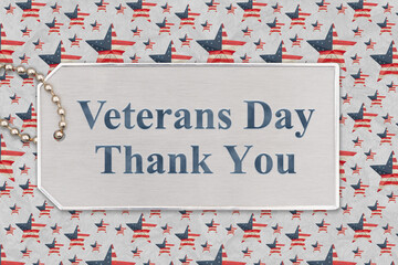 Canvas Print - Veterans Day sign with retro US flag stars